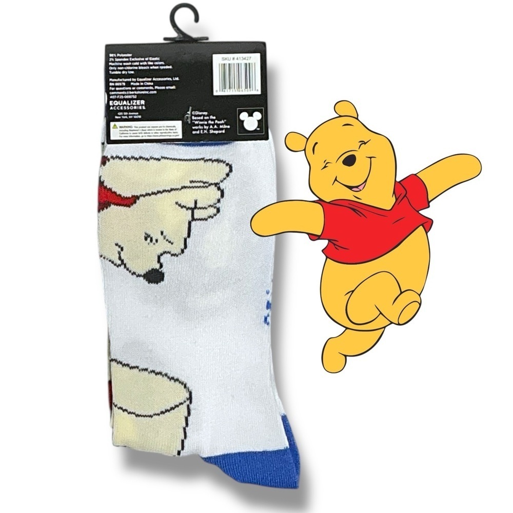 Winnie the Pooh Crew Socks Disney Fun Novelty Adult Unisex Mens One Size 9-13 - Picture 3 of 16